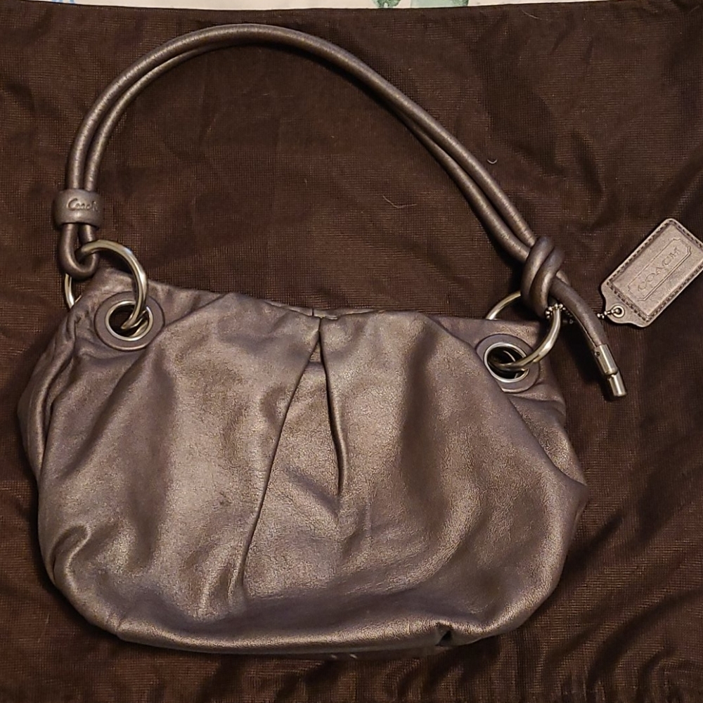 Metallic leather Coach handbag